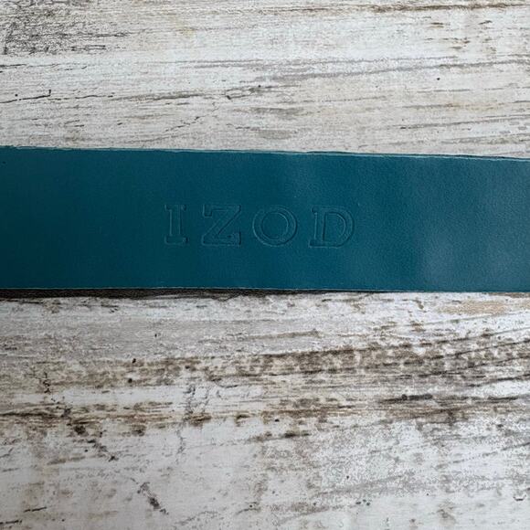 IZOD Leather Belt Sz XL Blue Studded Embossed Western Boho Cowgirl 36” Rodeo Y2K - Picture 12 of 12